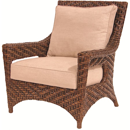 Transitionally Styled Rattan Lounge Chair