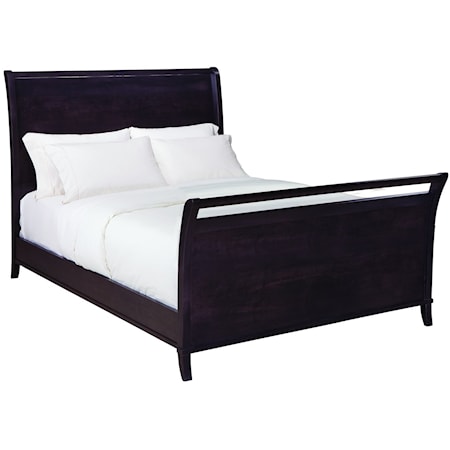 Contemporary Queen Sleigh Bed with Rail Footboard