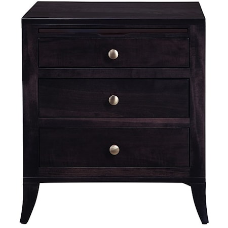 Contemporary Three Drawer Night Stand with Pull-Out Shelf 