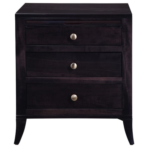 Contemporary Three Drawer Night Stand with Pull-Out Shelf 