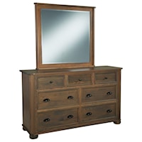 Casual Dresser and Mirror Set with Seven Drawers