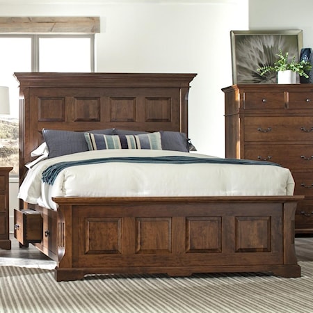 Traditional King Size Panel Bed with Storage on Both Sides