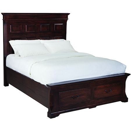 Traditional Queen Size Panel Bed with Storage on Both Sides 