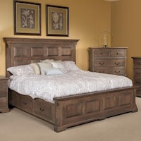  Traditional King Size Panel Bed with Side Storage on both sides