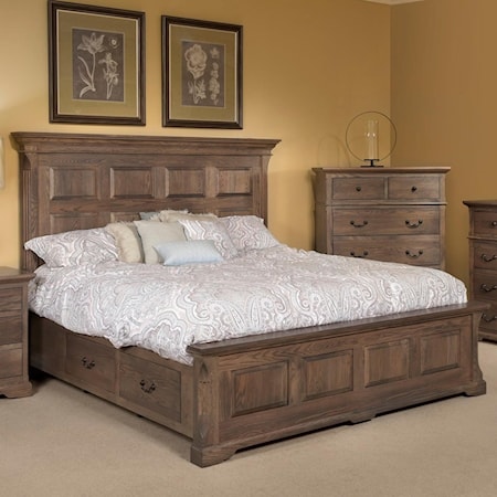 Traditional King Size Panel Bed with Storage on Both Sides