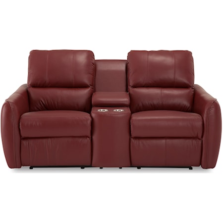 Contemporary Console Loveseat w/ Power Recline