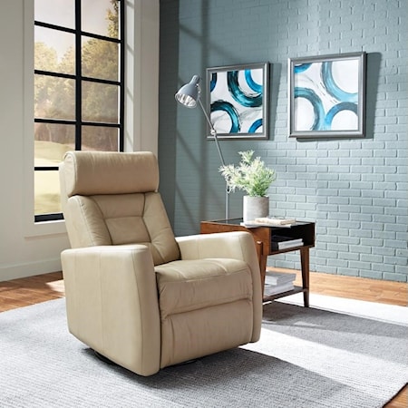 Contemporary Power Swivel Gliding Recliner with Power Headrest