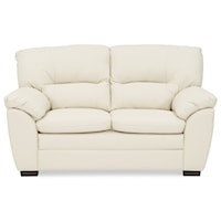 Casual Leather Loveseat with Pillow Arms (in Fabric)