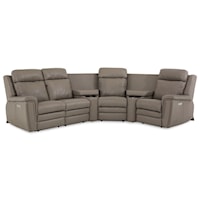 Contemporary Power Reclining Sectional with Power Headrests and Lumbar Support