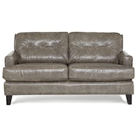 Transitional Stationary Loveseat with Tapered Wood Legs