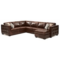 Contemporary Sofa Sectional with Track Arm and Cushion Tufting