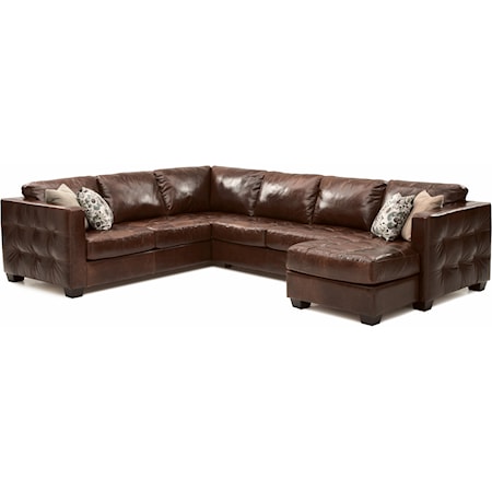 Contemporary Sofa Sectional with Track Arm and Cushion Tufting