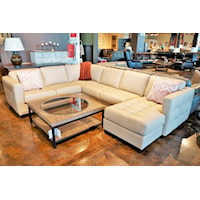 Contemporary Sofa Sectional with Track Arm and Cushion Tufting