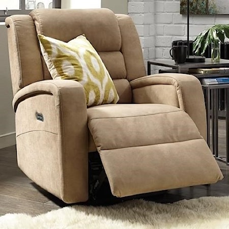 Casual Power Rocker Recliner with Full Chaise Support