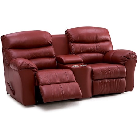 Casual Power Reclining Loveseat with Console and Cupholders