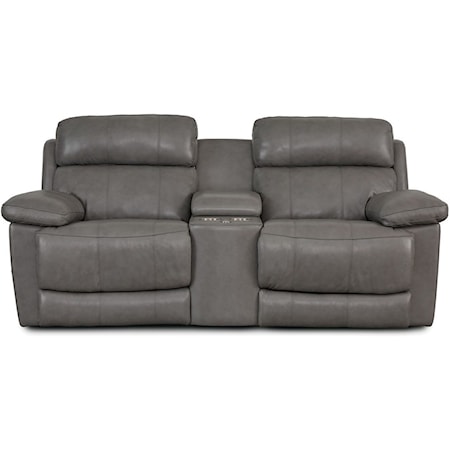 Casual Power Headrest Reclining Console Loveseat with USB Ports