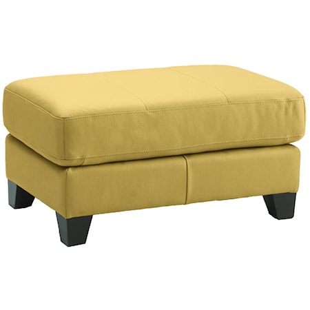 Juno Contemporary Rectangular Ottoman with Exposed Wooden Legs