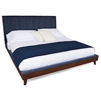 Mid-Century Modern Queen Upholstered Platform Bed