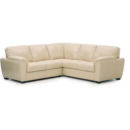 Casual Three Piece Sectional Sofa with Pillow Arms