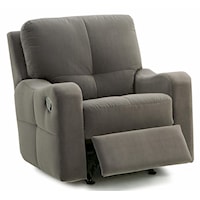 Contemporary Rocker Recliner with Sloped Track Arms
