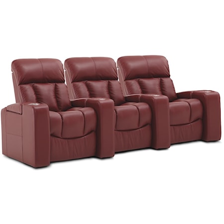 3-Seat Power Reclining Home Theater Sectional with Power Headrests, USB Ports, and Color-Changing LED Lighting