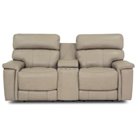 Casual Power Reclining Console Loveseat with Headrests and USB Ports