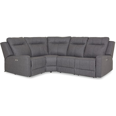 Contemporary 4-Piece Power Reclining Sectional with Power Headrest