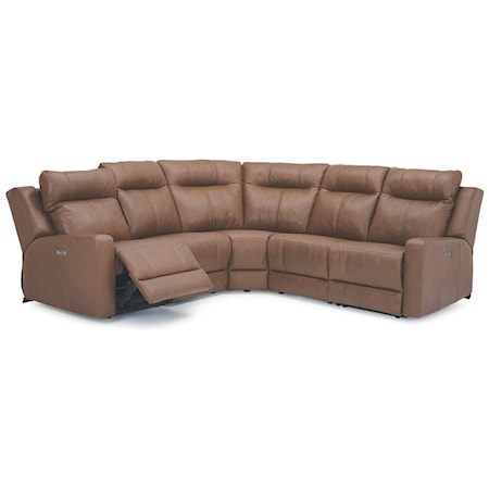 Contemporary 5-Piece Power Reclining Sectional with Power Headrest