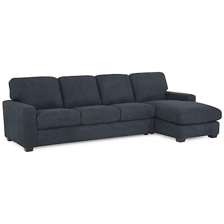 Contemporary Chaise Sofa with Track Arms