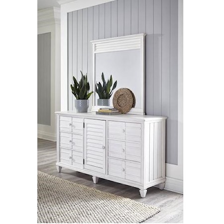Louvered Dresser and Mirror
