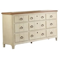 Two-Tone Dresser with 9 Drawers