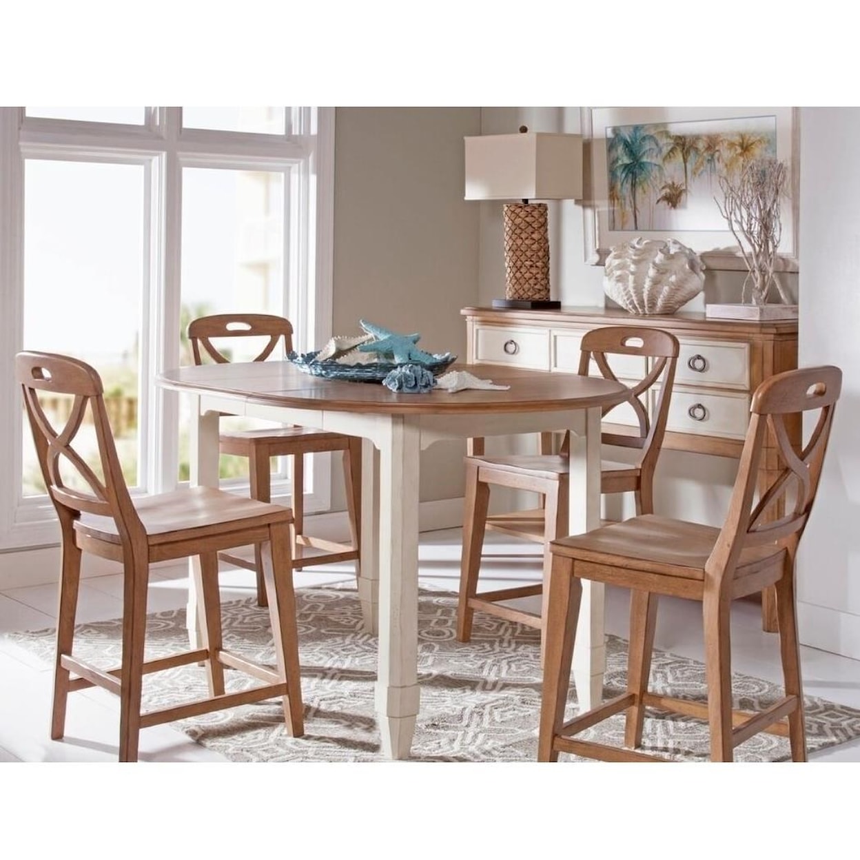 Panama Jack by Palmetto Home Millbrook 5 Piece Counter Height Dining Set