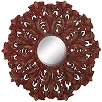 Distressed Red Scroll Mirror