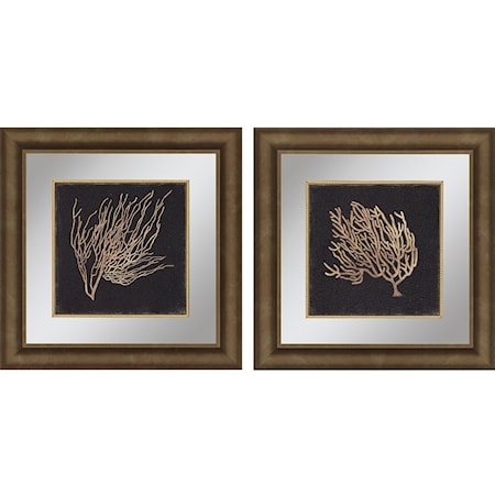 Set of 2 Gold Coral II Framed Art