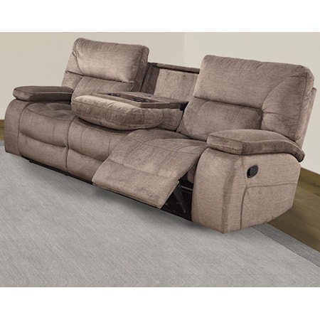 Dual reclining sofa with drop down table