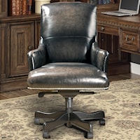 Traditional Leather Desk Chair with Nailhead Trim
