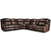 Leather Match Power Sectional Sofa with Power Headrest and console