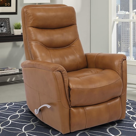 Leather Swivel Glider Recliner with Adjustable Headrest