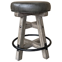 Rustic Swivel Counter Stool with Upholstered Seat
