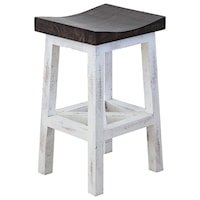 Two-Tone Solid Wood Backless Counter Stool