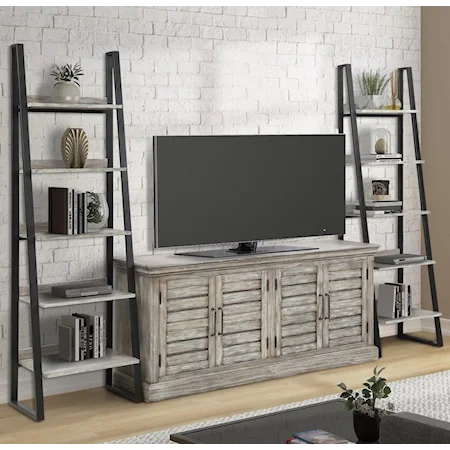 TV Console w/ 2 Pier Bookcases