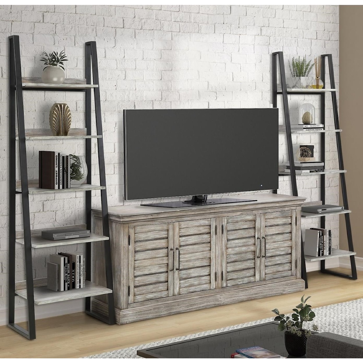 PH Prairie TV Console w/ 2 Pier Bookcases