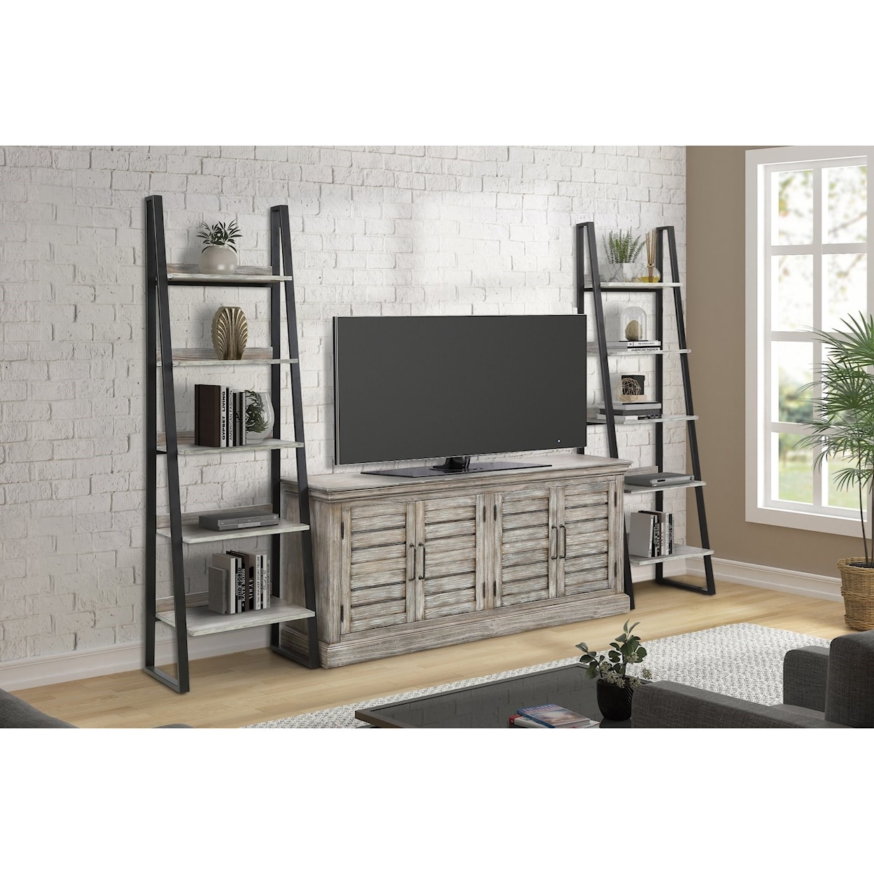 PH Prairie TV Console w/ 2 Pier Bookcases