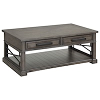 Transitional 2-Drawer Cocktail Table with Casters
