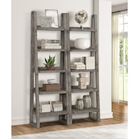 Rustic Modern Pair of Etagere Bookcases