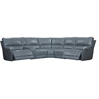 Leather Match Power Sectional Sofa with 3 Recliners