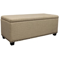 Transitional Upholstered Storage Bench with Nailhead Trim