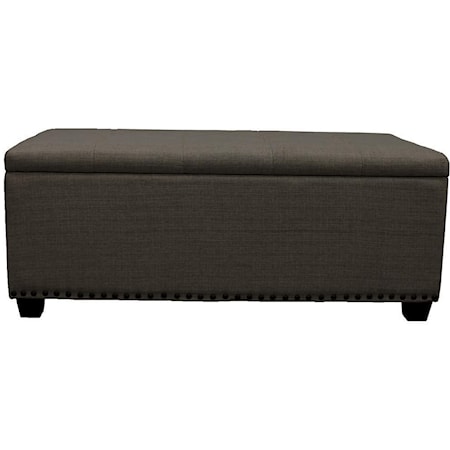 Transitional Upholstered Storage Bench with Nailhead Trim