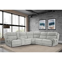 Casual Power Reclining Sectional with Adjustable Headrest and USB Ports