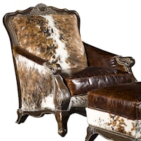 Traditional Accent Chair with Exposed Wood Carvings and Nail Head Trim